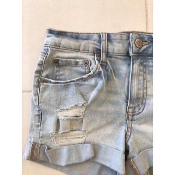 Aero Shorts Denim Jean Cuffed High Waist Distressed Stretchy - Picture 2 of 9